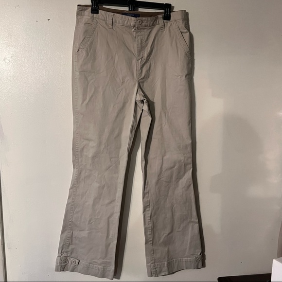 BILL BLASS JEANS Women Stretch Jeans Tan Wide Leg High Rise Pockets Size 12 - Picture 1 of 6